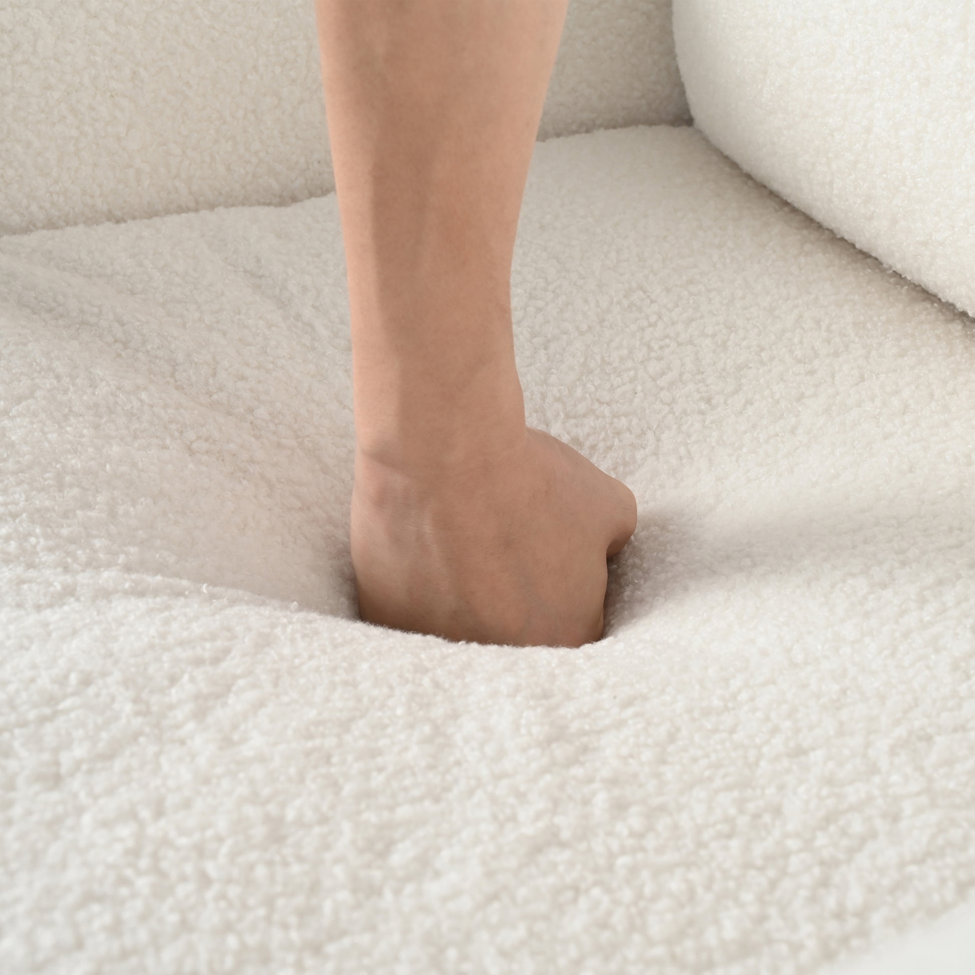 Oversized Accent Chair, Upholstered Living Room Chairs Single Sofa Chair With Walnut Legs, Curved Handrail, White White Teddy