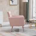 Coolmore Velvet Armchair Single Sofa Modern Tufted Upholstered Side Reading Chairs With Arm And Gold Metal Leg For Living Room Bedroom Pink Pink Foam Velvet
