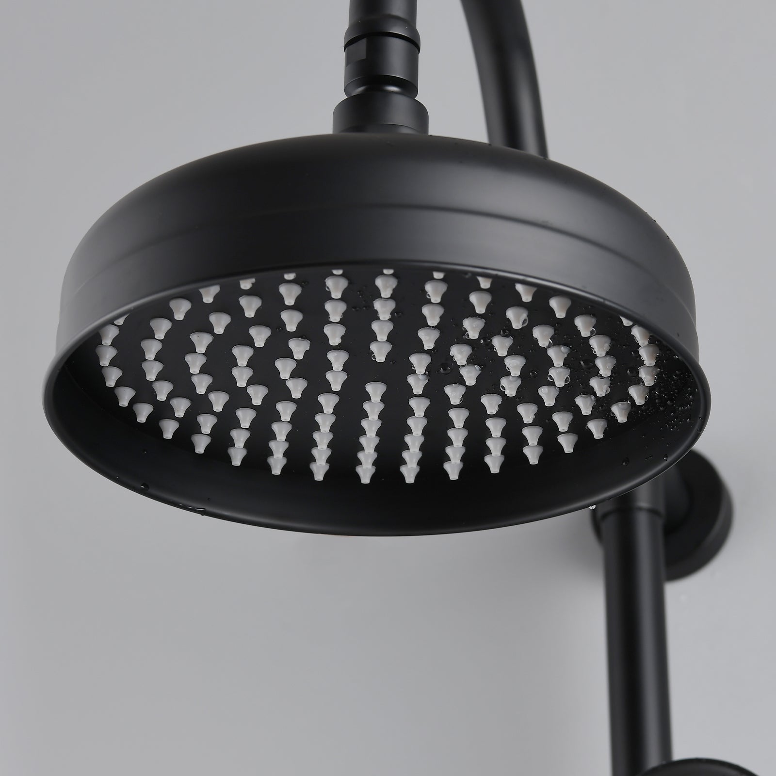 Matte Black 8" Rain Showerhead With Handheld Sprayer Slide Bar Valve Trim Kit Not Included Matte Black Stainless Steel