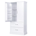 Tall Bathroom Storage Cabinet, Cabinet With Two Doors And Drawers, Adjustable Shelf, Mdf Board, White White Mdf