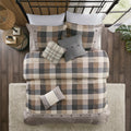 7 Piece Herringbone Comforter Set Neutral King King Multicolor Polyester
