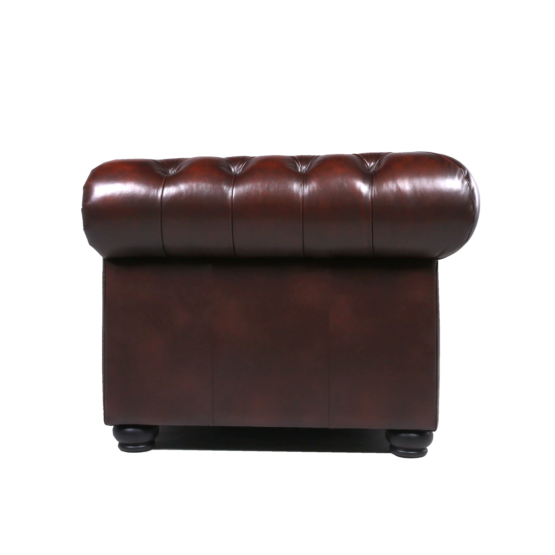 Traditional Tufted Leather Chesterfield Chair Brown Leather