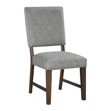 Walnut Finish Wood Side Chairs Set Of 2, Gray