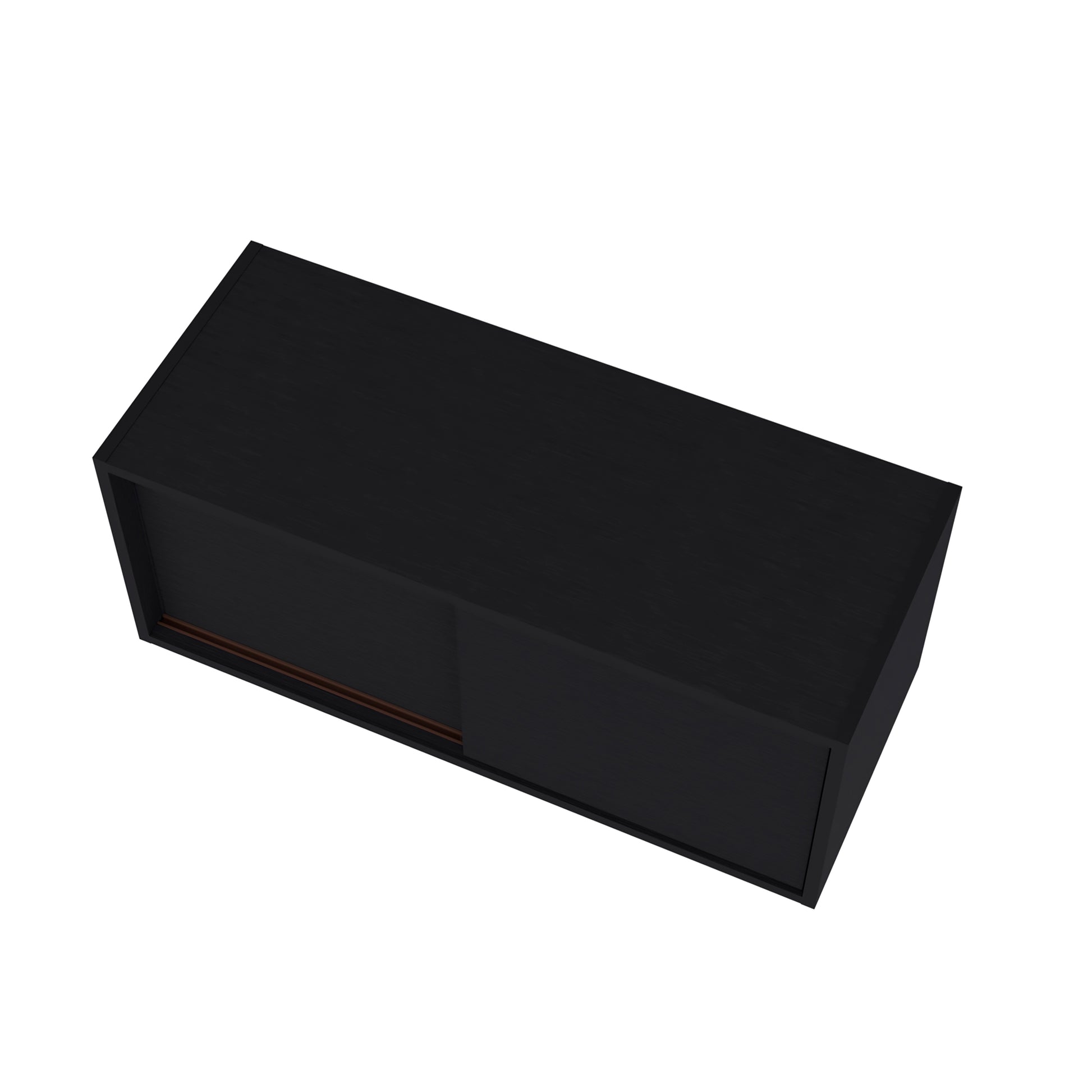 Wall Cabinet 13" H, 2 Sliding Doors, 1 Shelf, Black Black Solid Wood Mdf Engineered Wood