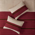 7 Pc Pieced Faux Suede Comforter Set Red Cal King California King Red Polyester