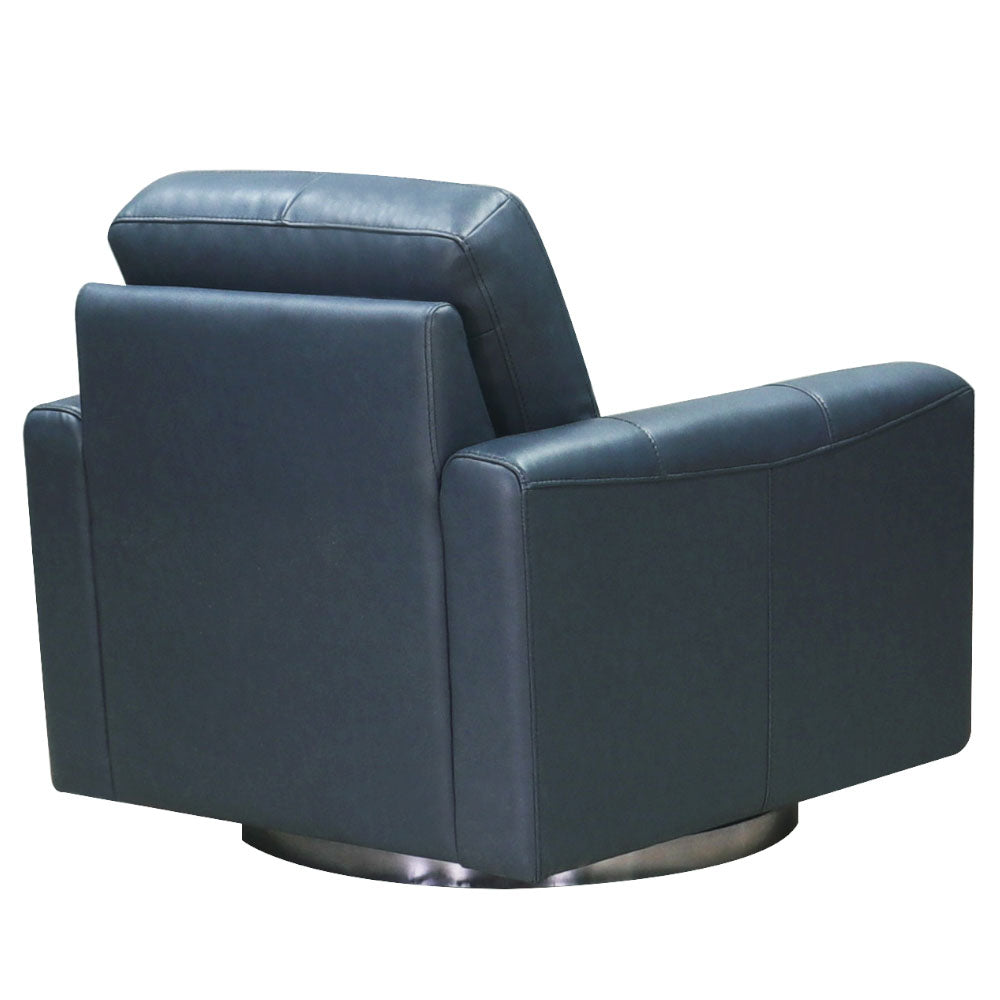 Hayward Swivel Leather Chair Blue Memory Foam Genuine Leather