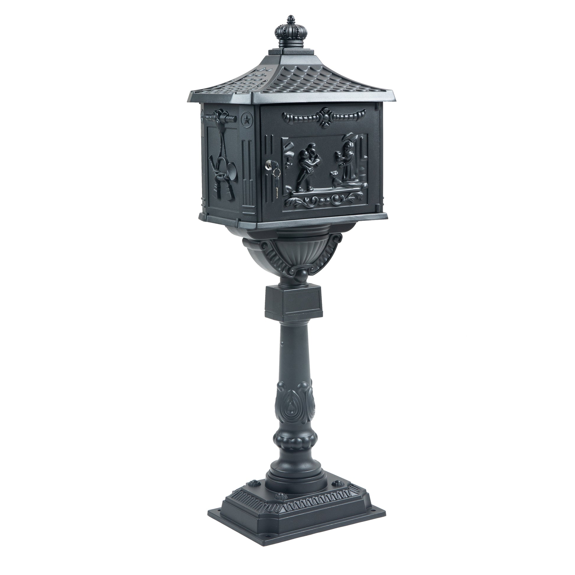 Mailbox Cast Aluminum Black Mail Box Postal Box Security Heavy Duty Black Aluminium