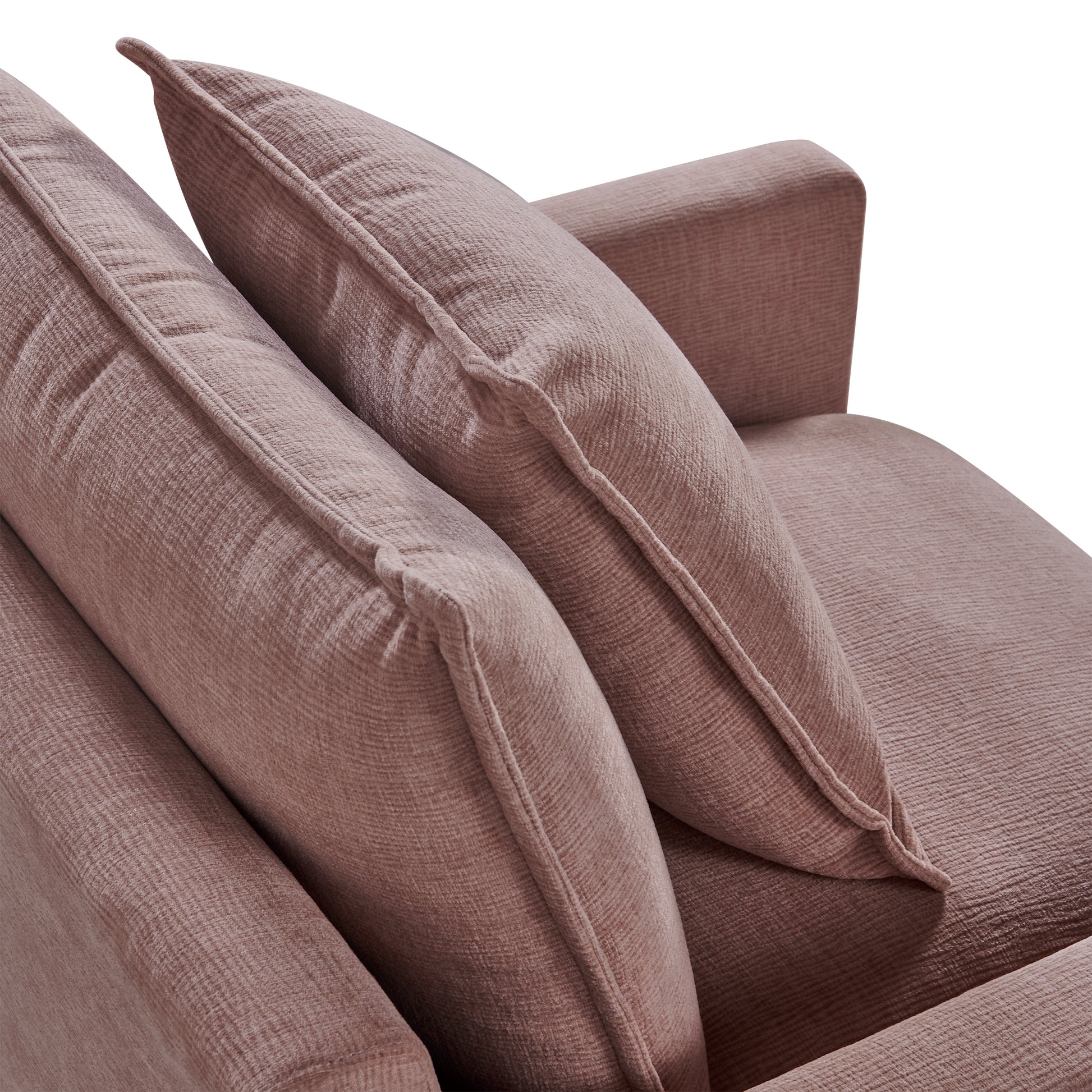 Chenille Fabric Comfy Deep Single Seat Sofa Upholstered Reading Armchair Living Room Pink Wood Foam Chenille 1 Seat