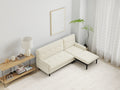 Ivory Corduroy Sectional Sofa: Convertible 3 Seater Sofa, L Shaped Sofa, And Bed Ivory Velvet Metal Primary Living Space Medium Soft Loose Back Pillow Top Arms Foam Fabric Metal 3 Seat