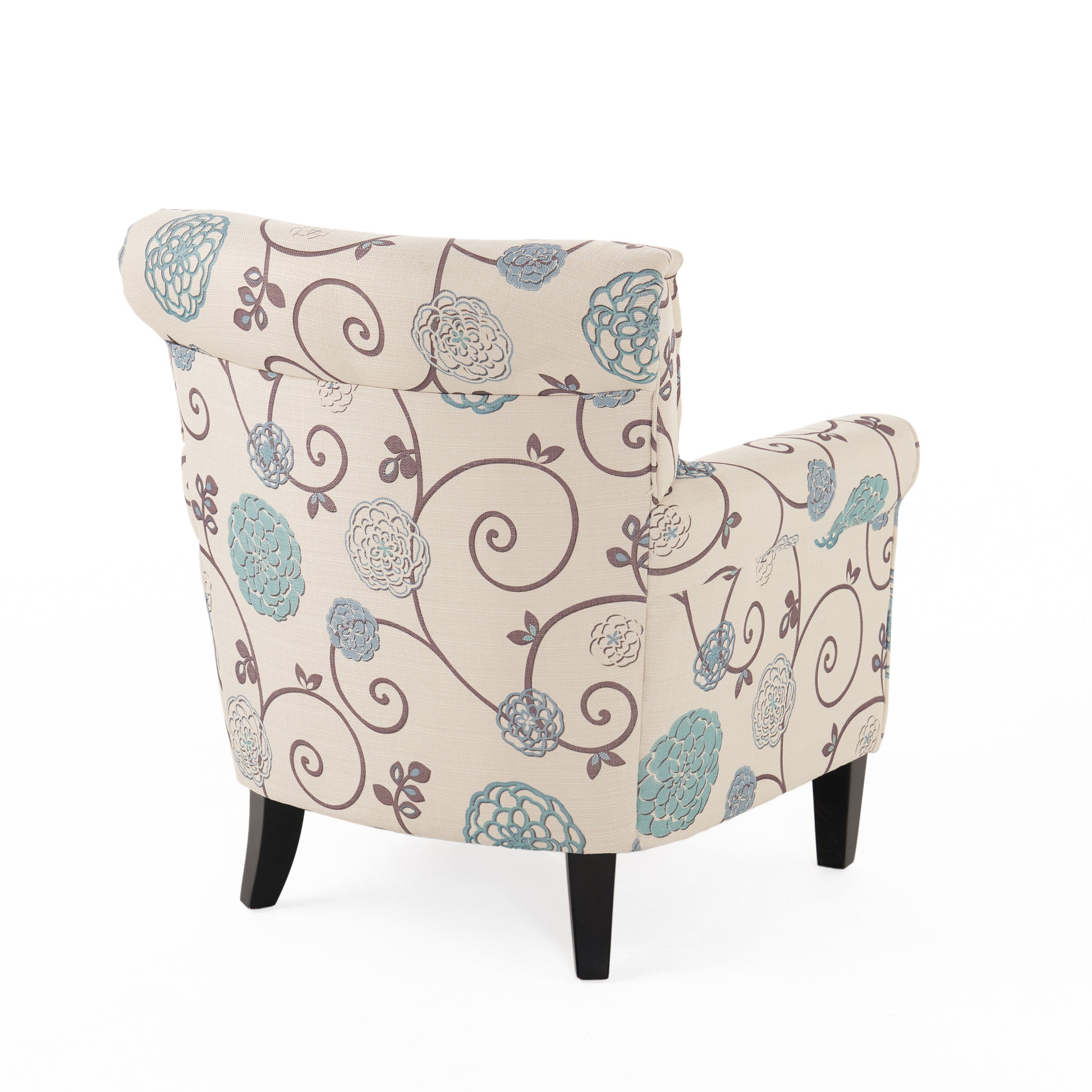 Jasmine Club Chair White Blue Fabric