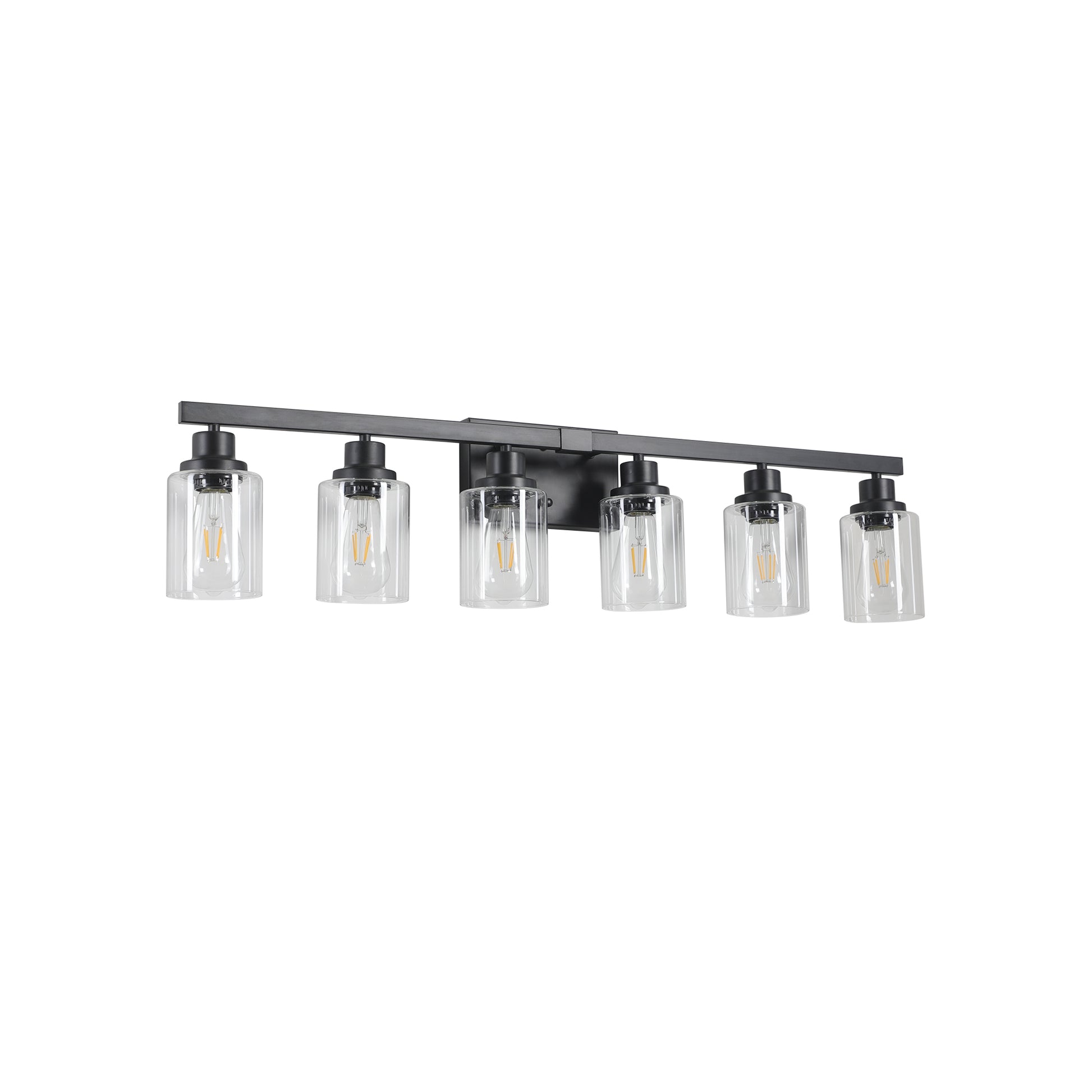 6 Lights Farmhouse Vanity Lights Fixture Rustic Bathroom Light Fixture Bathroom Sconce Without Bulbs Black Glass,Iron