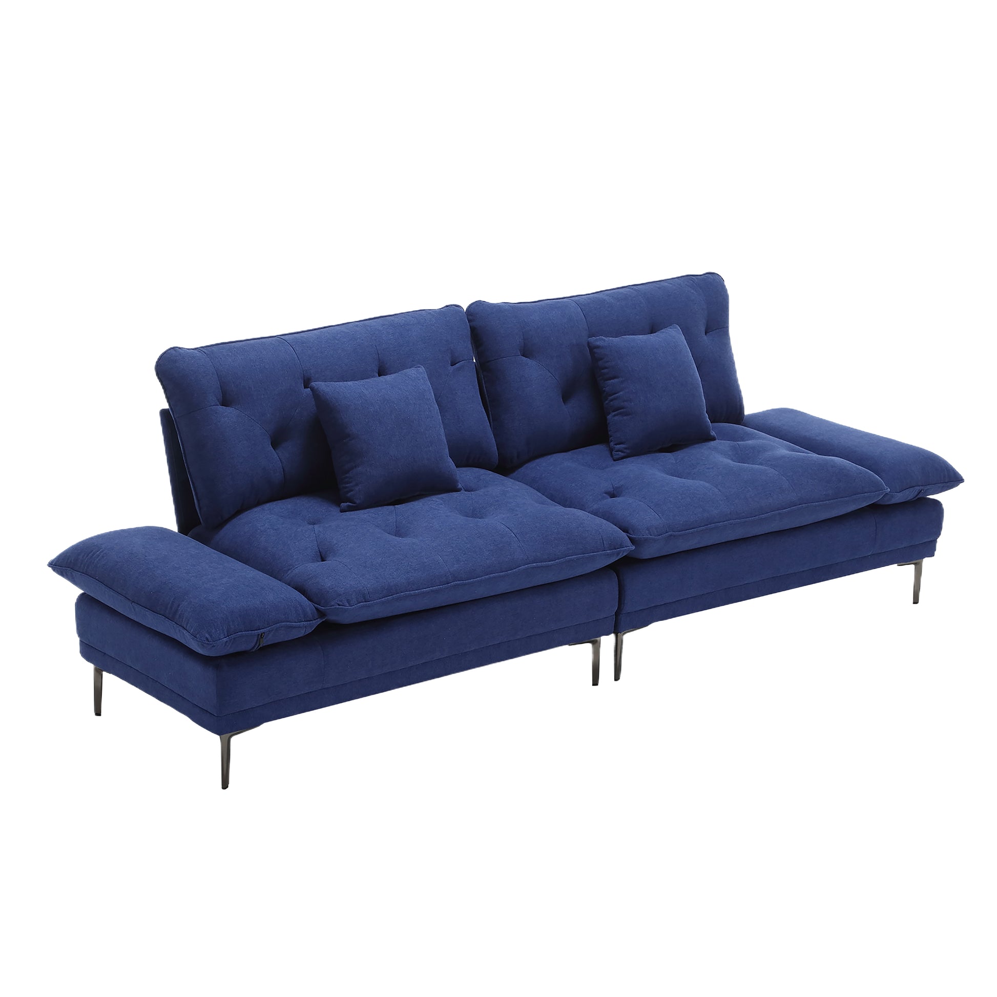 United Linen Sofaaccent Sofa Seat Sofa With Metal Feet Blue Linen 3 Seat