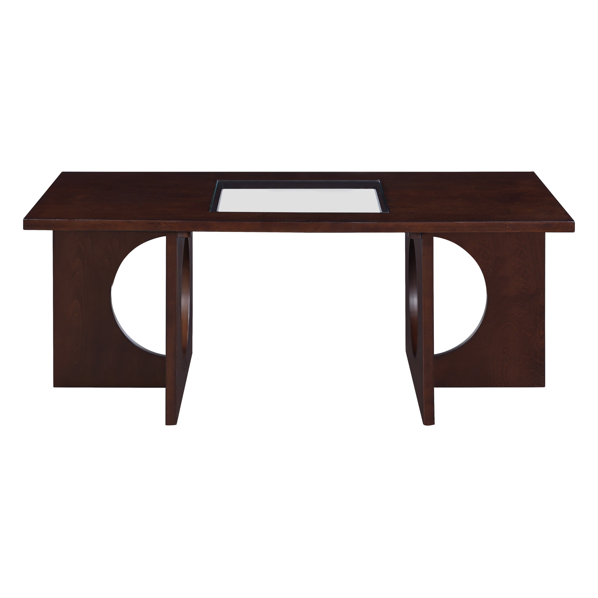 47" Contemporary Wood Rectangular Coffee Table With Clear Tempered Glass Top, Light Espresso Light Espresso Mdf Glass