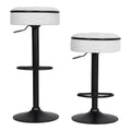 Round Storage Bar Stool Set Of 2, White Faux Leather Height Adjustable Barstool, 360 Counter Height Swivel Stool, Armless Bar Chair With Metal Frame For Kitchen Counter Dining Living Room White Pu Set Of 2 Foam Pu Leather