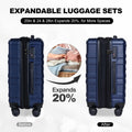 Luggage Sets 3 Piece,Carry On Luggage With Wheels,Check In Luggage,28 24 20 Inch Luggage,Tsa Approved Lock,Hardshell Suitcase,Blue Blue Abs