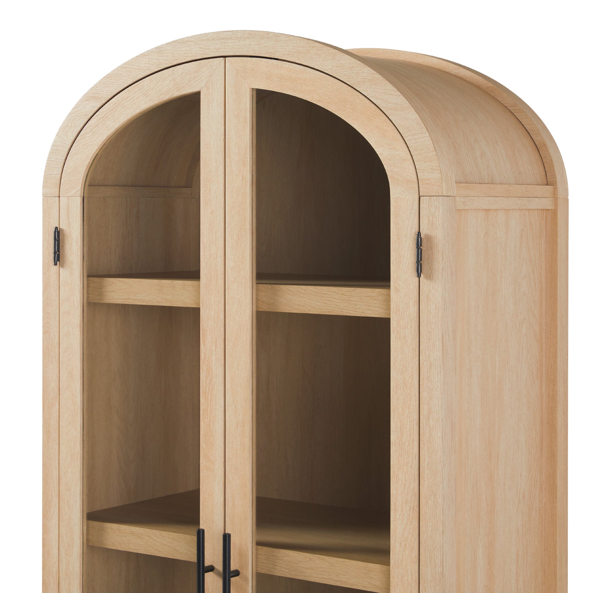 Modern 5 Shelf Arched Tall Bookcase With Glass Doors Oak Oak Mdf Mdf