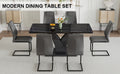 Table And Chair Set, Modern Dining Table, Black Tabletop And Black Mdf Leg Table, Soft And Comfortable Dining Chair, Perfect For Dinner, Meetings, Home And Office Decor Black Grey Mdf