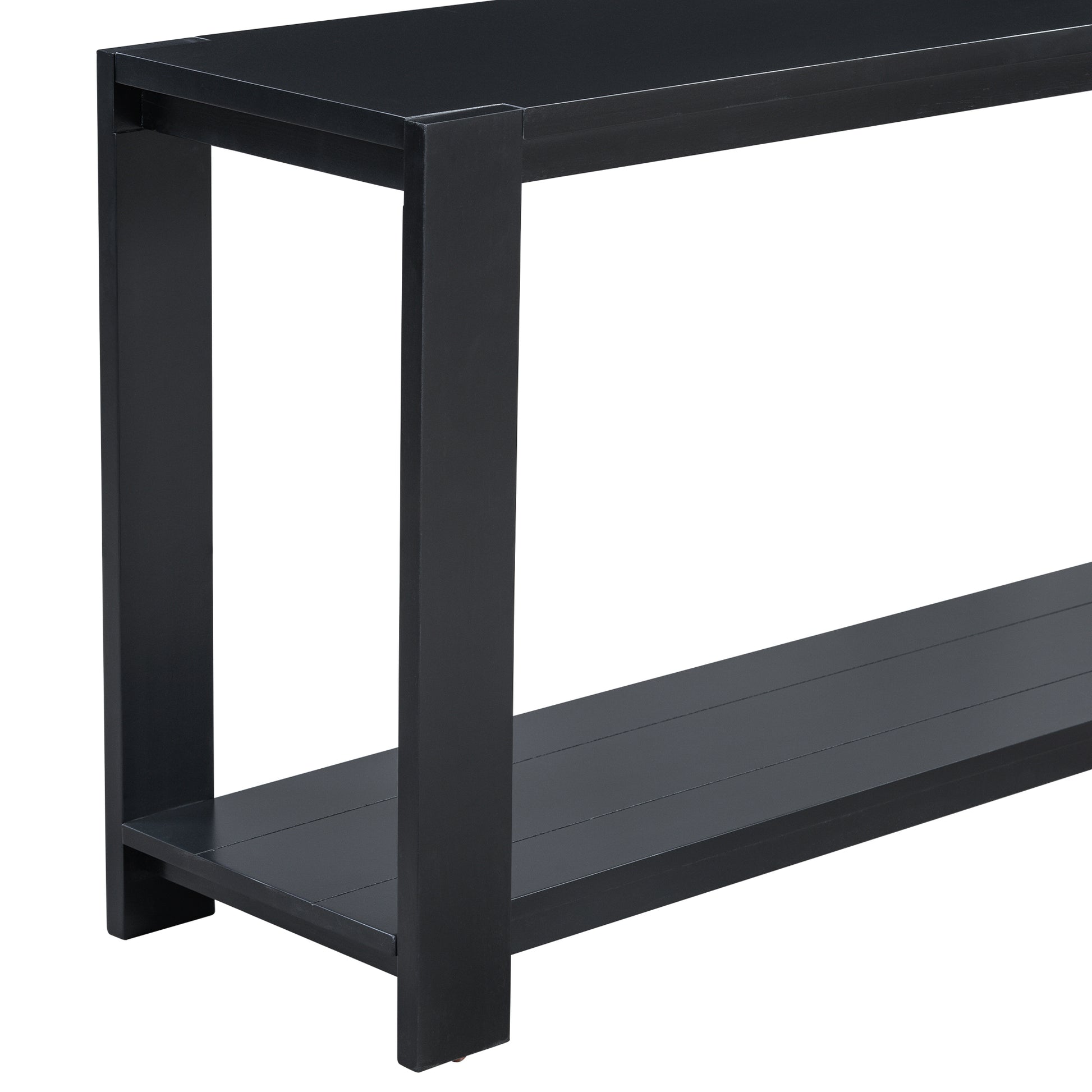 Distinctive Features Of A Minimalist Console Table With Bottom Shelf And Four Legs, Suitable For Entryway, Hallway, Living Room, Foyer, Corridor Black Primary Living Space American Design Shelves Mdf