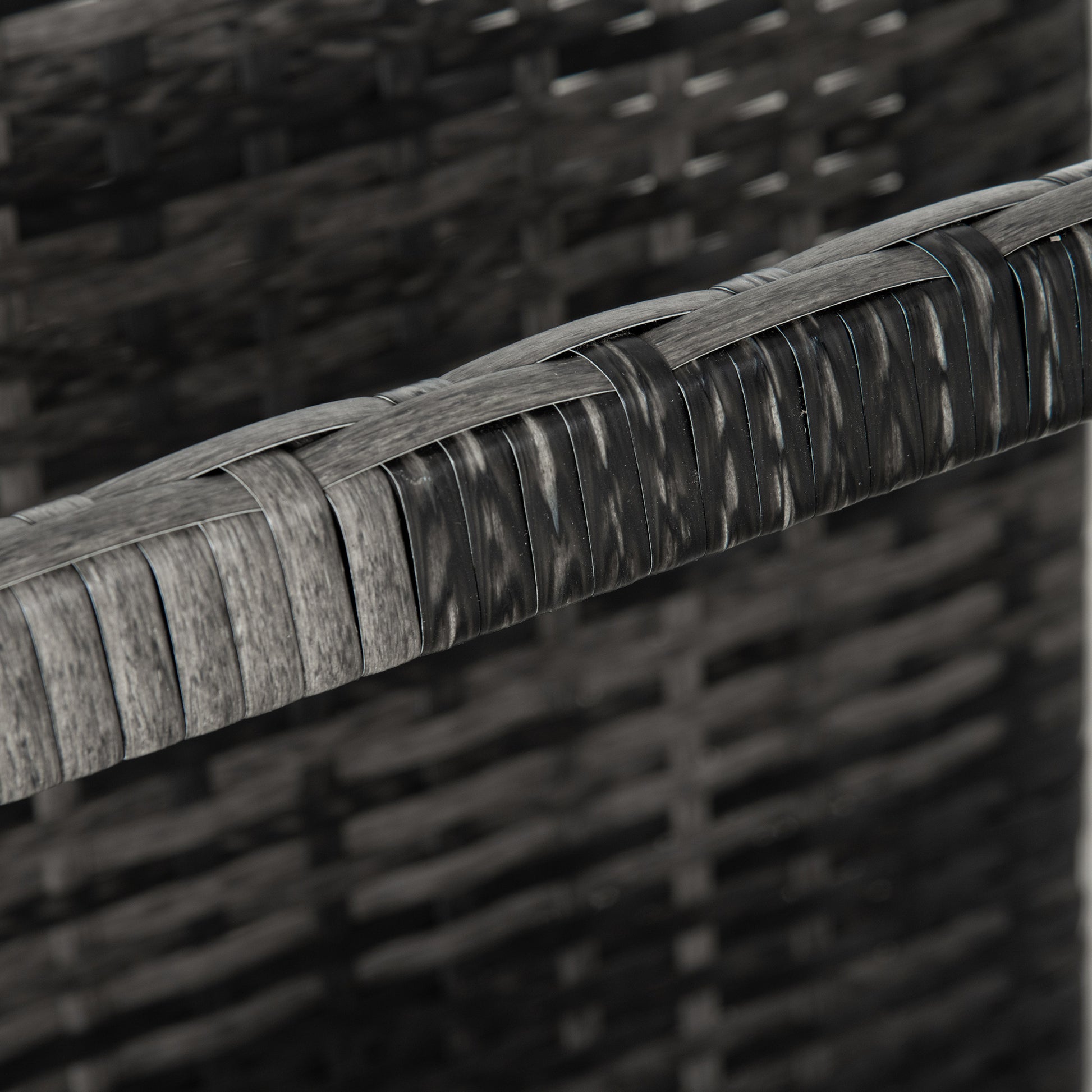 Outsunny Wicker Patio Poolside Float Storage Basket, Pe Rattan Outdoor Pool Caddy With Rolling Wheels For Floaties, Noodles, Life Vests, Beach Balls, Toys, Grey Gray Steel