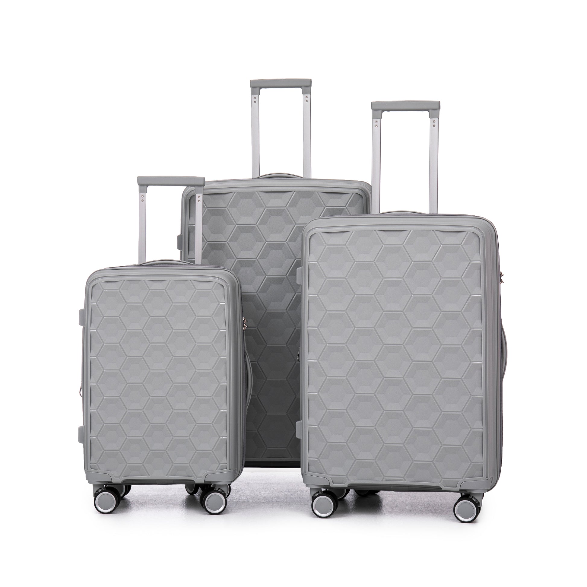 Pp Luggage Sets 3 Piece 20 24 28 , Expandable Carry On Luggage With Tsa Lock Airline Approved, Pp Materials Hard Shell And Lightweight Suitcase With Spinner Wheels Gray Gray Polypropylene