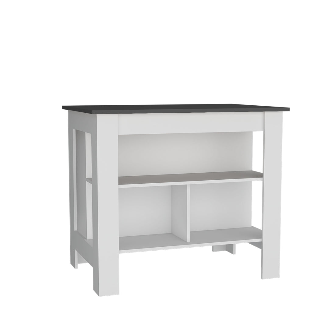 Cortes Kitchen Island 2 Tier Shelf 40" Width And Large Work Top Multi Kitchen Modern Rectangular Stationary Kitchen Islands Particle Board Medium 40 55In