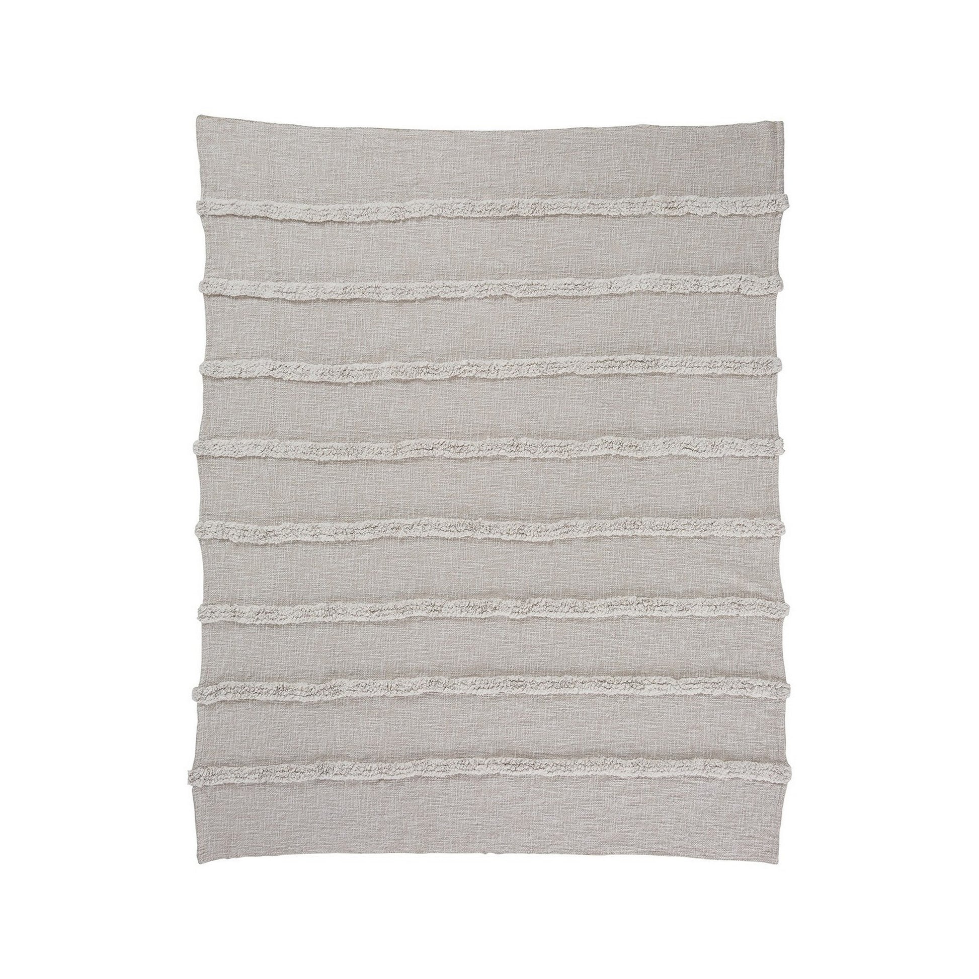 60 Inch Modern Soft Cotton Throw Blanket, Stonewashed Stripe Design, Gray Gray Cotton