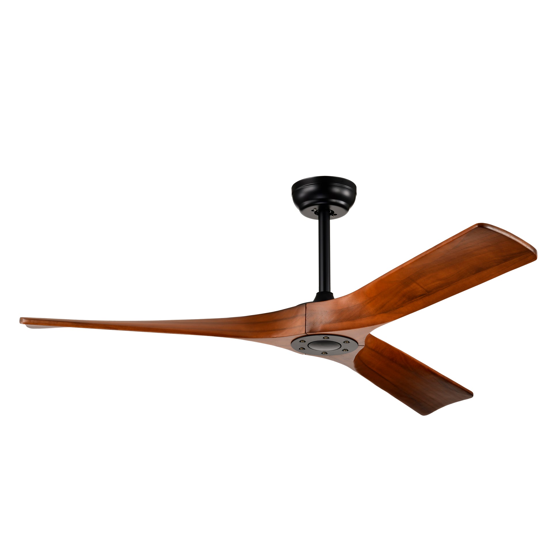 52" Ceiling Fan With Remote Control No Lights,Modern Reversible Dc Motor Indoor 3 Blades Ceiling Fans For Patio Bedroom Living Room Matte Black Wood Metal