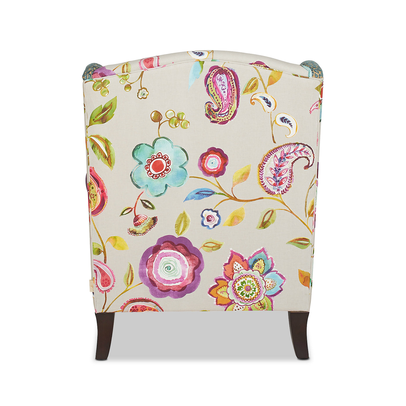 Anya Boho Chic Wingback Accent Arm Chair, Floral & Leopard, Blue Teal & Purple Velvet Teal Multi Foam Fabric
