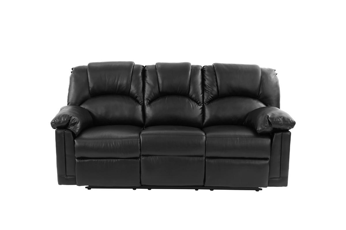 Contemporary Motion Sofa 1Pc Couch Living Room Furniture Black Bonded Leather Black Faux Leather Metal Primary Living Space Cushion Back Contemporary Pillow Top Arms Bonded Leather 3 Seat