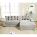 Arrived Oversized Two Piece Couches, L Shaped Sofa, Corduroy, Right Chaise Daybed,With Armrests,Eight Throw Pillows,Corner Sofa,Easy To Assemble, Gray Gray Polyester Wood Primary Living Space Medium Soft Pillow Back Modern Square Arms Wood 3 Seat