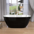 55 Inch Acrylic Freestanding Bathtub Modern Stand Alone Soaking Bathtub With Overflow And Pop Up Drain Gloss Black Black White Oval Bathroom Freestanding Tubs Polished Less Than 59 In