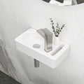 15.75X8.69 Inch White Ceramic Rectangle Wall Mount Bathroom Sink With Single Faucet Hole White Ceramic