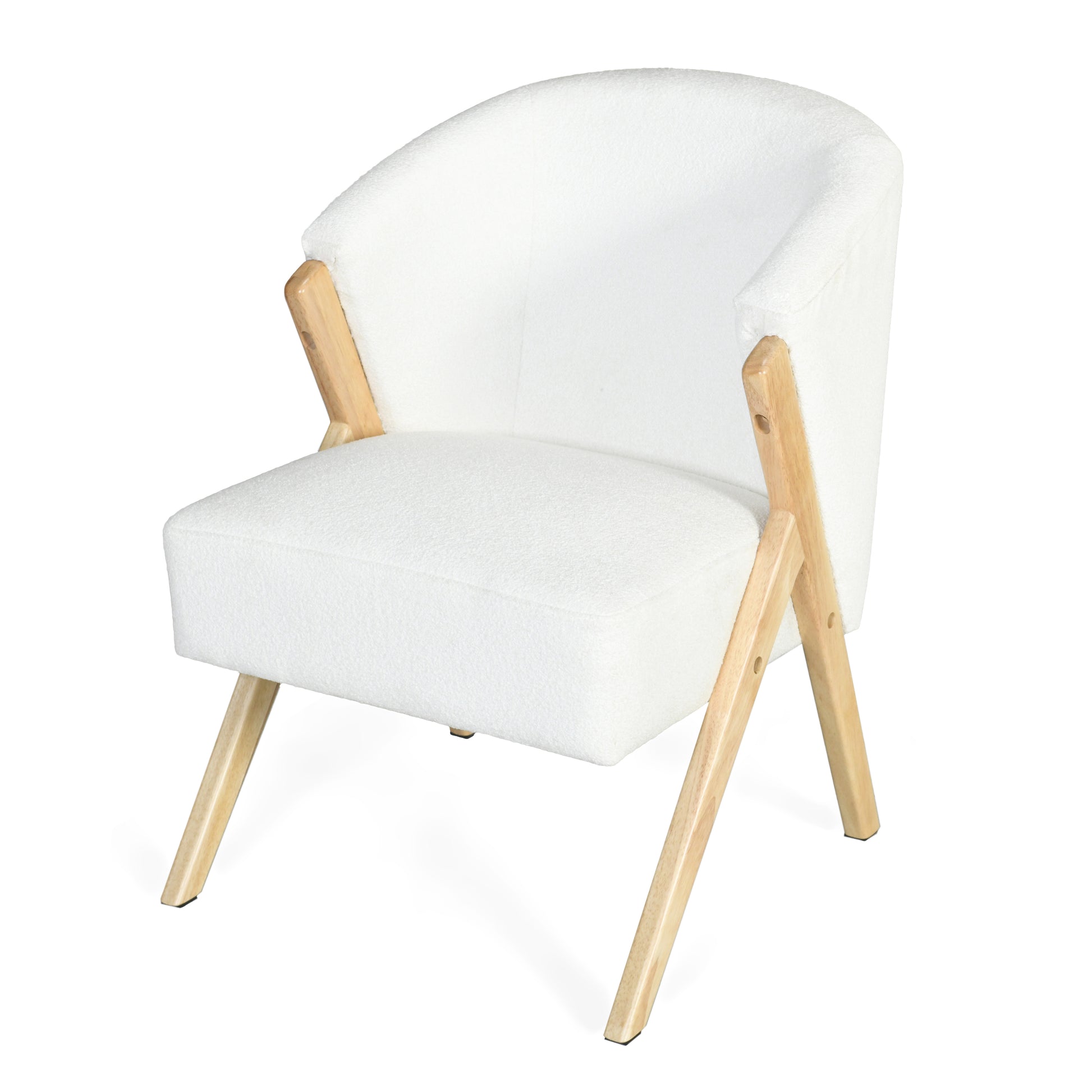 Modern Accent Chair With White Upholstery And Solid Wood Frame, Minimalist Lounge Chair For Living Room, Bedroom, Or Office White Foam Polyester,Solid Wood Mdf