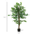 Homcom 5Ft Artificial Ficus With Pot, Indoor Outdoor Fake Plant For Home Office Living Room D Cor Green Plastic