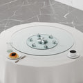 Double Layer Rotatable Round Glass.The Rotatable Design Makes It More Convenient To Retrieve And Place Items.The Upper Glass Has A Diameter Of 30.3 Inches, While The Lower Glass15 Inches. Transparent Glass