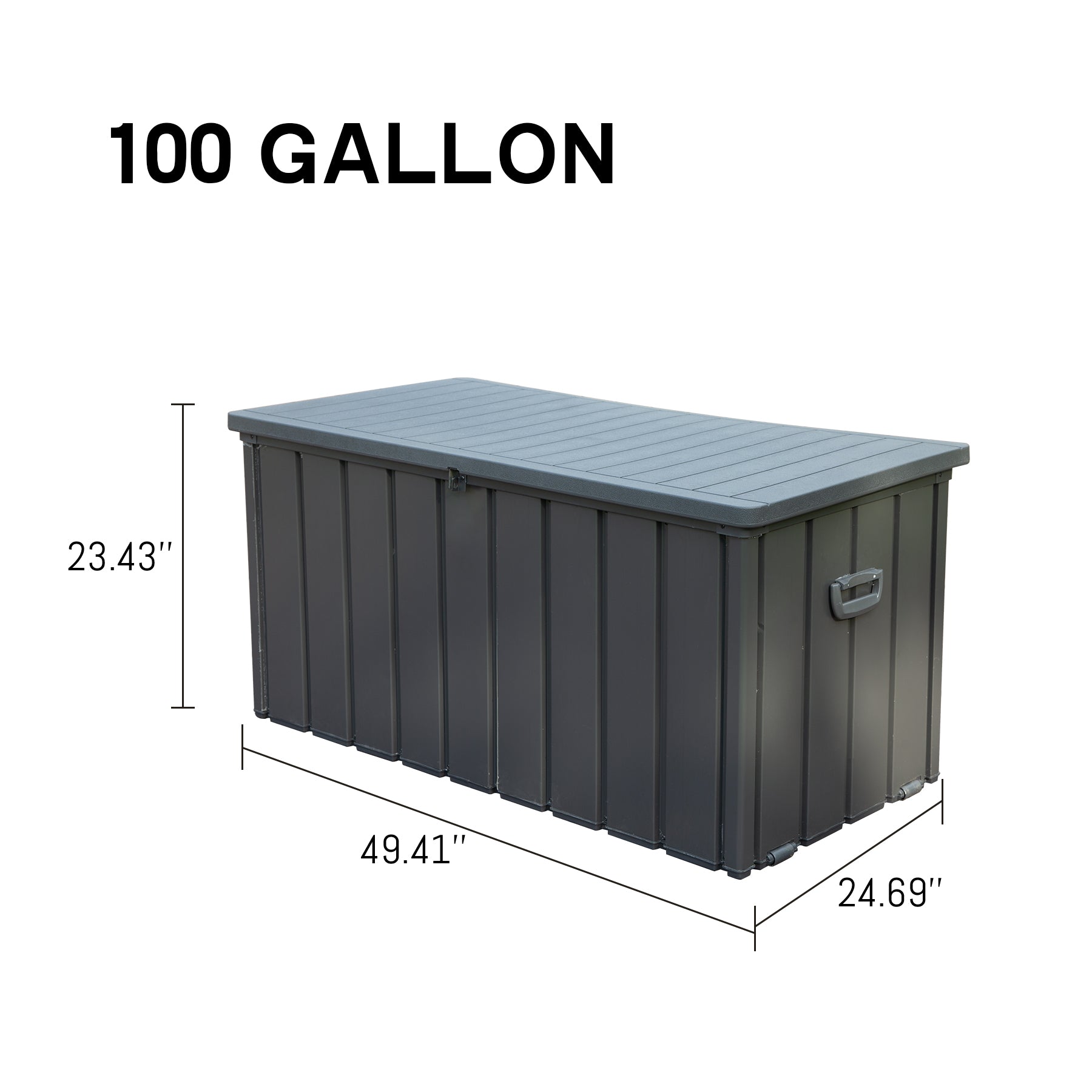 100 Gallon Outdoor Storage Deck Box Waterproof, Large Patio Storage Bin For Outside Cushions, Throw Pillows, Garden Tools, Lockable Dark Gray Dark Gray Steel
