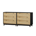 3 Drawers Storage Cabinet Rope Woven Drawer Set Of 2 , For Bedroom,Living Room,Dining Room,Hallways,Black Black Mdf