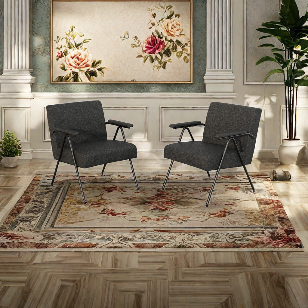 Fx P91 Bk Sofa Chair Modern Black Accent Chair With Metal Frame Stylish Upholstered Single Sofa, Perfect For Living Room, Bedroom, And Office Decor Temu Suitable Black Linen