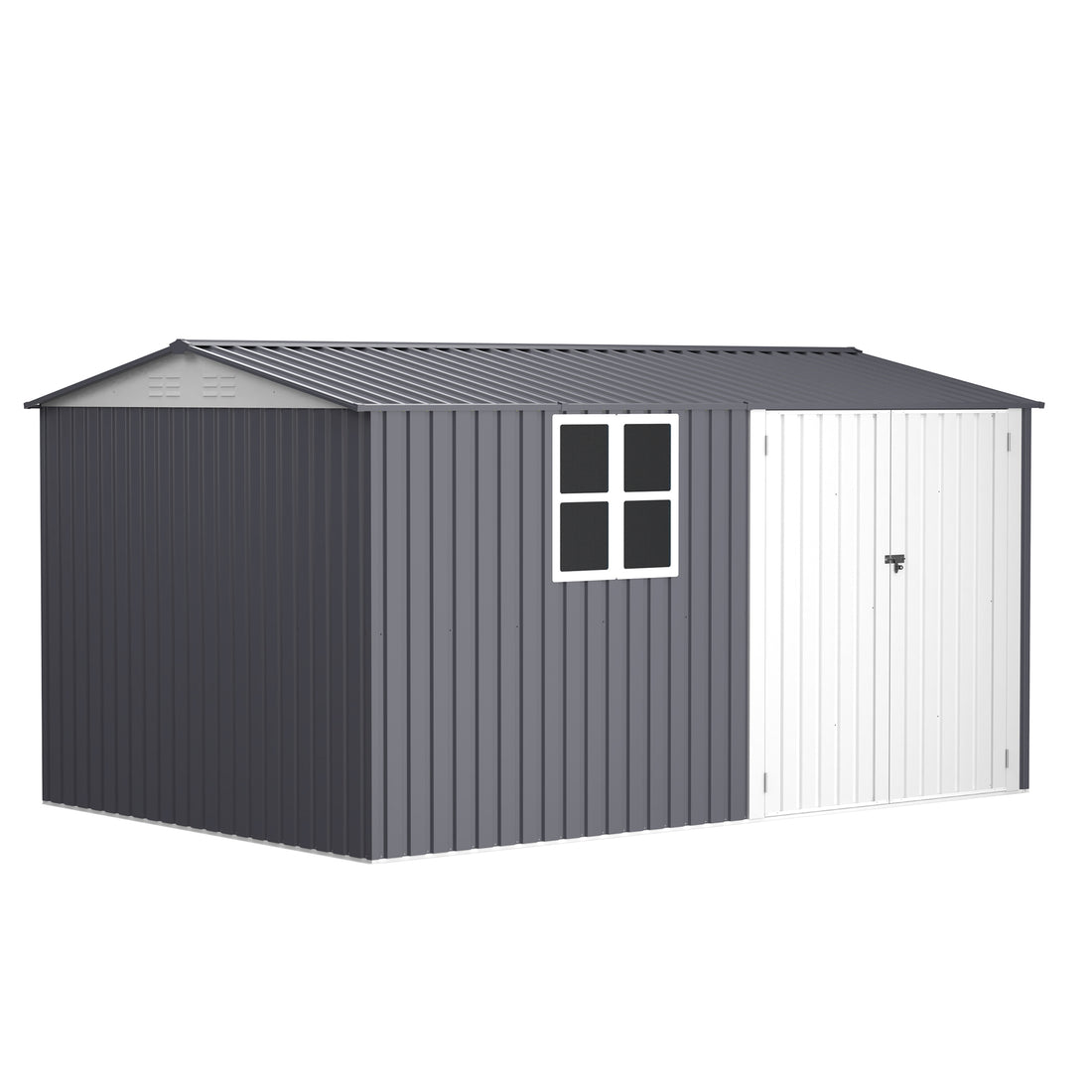 Outdoor Storage Shed 8X12Ft Outdoor Storage Shed With Windows,With Sloped Roof & Double Lockable Door,Storage Shed Large With 6 Vents, Garden Tool Shed For Backyard Garden Patio Law Grey Rectangular