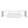 Tv Stand, 63 Inch, Console, Media Entertainment Center, Storage Cabinet, Living Room, Bedroom, Glossy White Laminate, Contemporary, Modern White 80 89 Inches Mdf