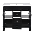 36'' Bathroom Vanity With Top Sink, Modern Bathroom Storage Cabinet With 2 Soft Closing Doors And 2 Drawers, Single Sink Bathroom Vanity Black Bathroom Modern Mdf Ceramic,Solid Wood Mdf