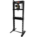 Steel H Frame Hydraulic Garage Shop Floor Press With Stamping Plates, With A Pressure Gauge,12 Ton 24,000 Lb Capacity, Black Black Steel