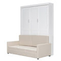 Queen Size Murphy Bed Wall Bed With Cushion, White Queen White Mdf Lvl