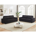 86.5 Inch Sofa Couch Deep Seat Sofa With Two Storage Spaces, T Pyce Charging Portsusb Charging Ports & 2 Cup ,Corduroy 3 Seater Couch, Modern Sofas For Living Room Black Foam Corduroy 3 Seat