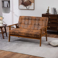 Coolmore Mid Century Modern Solid Loveseat Sofa Upholstered Microsuede Fabric Loveseat, 2 Seat Upholstered Loveseat Sofa Modern Couch Coffee Microsuede 2 Seat