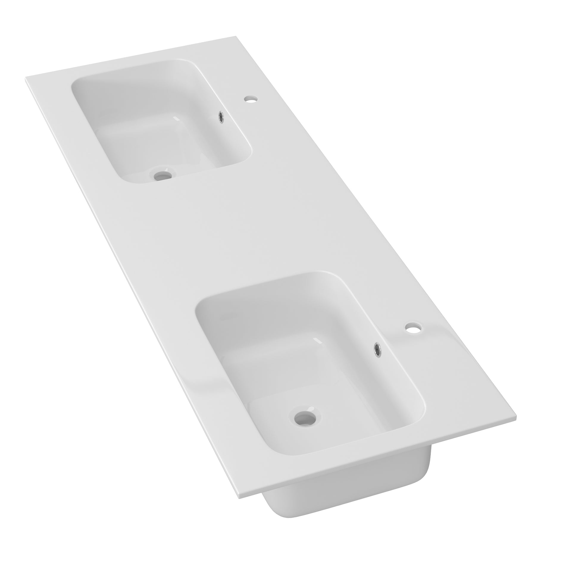 60 Inch Vanity Top Bathroom Sink Fit To 60" Cabinets In Glossy White Double Basin White Bathroom Luxury,Modern Solid Surface Solid Surface