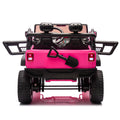 24V Two Seater Kids Ride On Truck Car W Parents Control,200W*2,Seat Width 20.28In,Four Wheel Suspension,Led Lights,Music,Mp3,Bluetooth,Two Independent Seat Belts,Suitable For Off Road For Kids Aged 3 Pink 100 149 Lbs Polypropylene