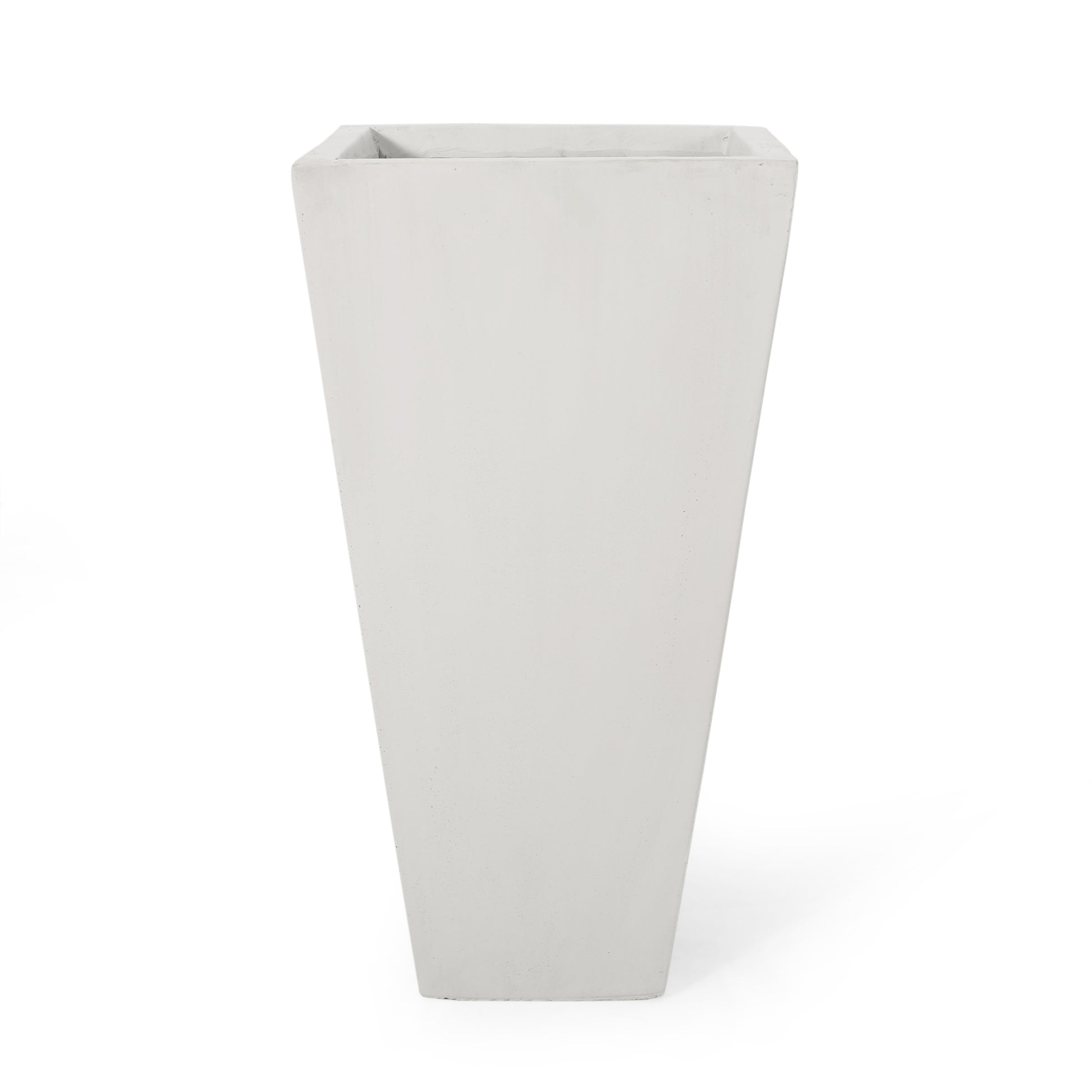 13" Outdoor Modern Mgo Small Cast Stone Planter, White Matte White Magnesium Oxide