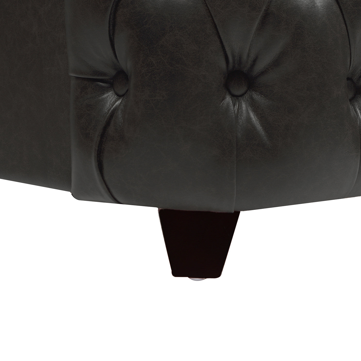 Brooklyn King Tufted Panel Bed Headboard And Footboard Set, Vintage Black Brown Faux Leather Box Spring Required King Black Vintage Wood Foam Faux Leather Faux Leather