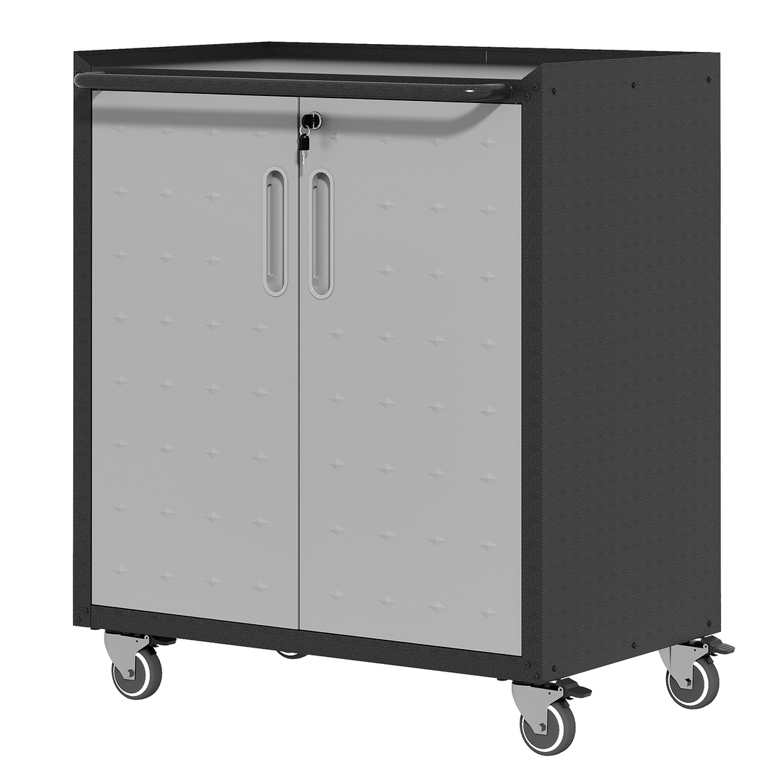 Heavy Duty Metal Garage Storage Cabinet With Wheels Sturdy And Durable Tool Storage Cabinet For Garage, Office, And Home Organizer Solutions Black Gray Steel